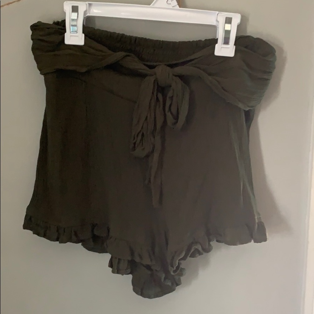 Dark green flowy shorts